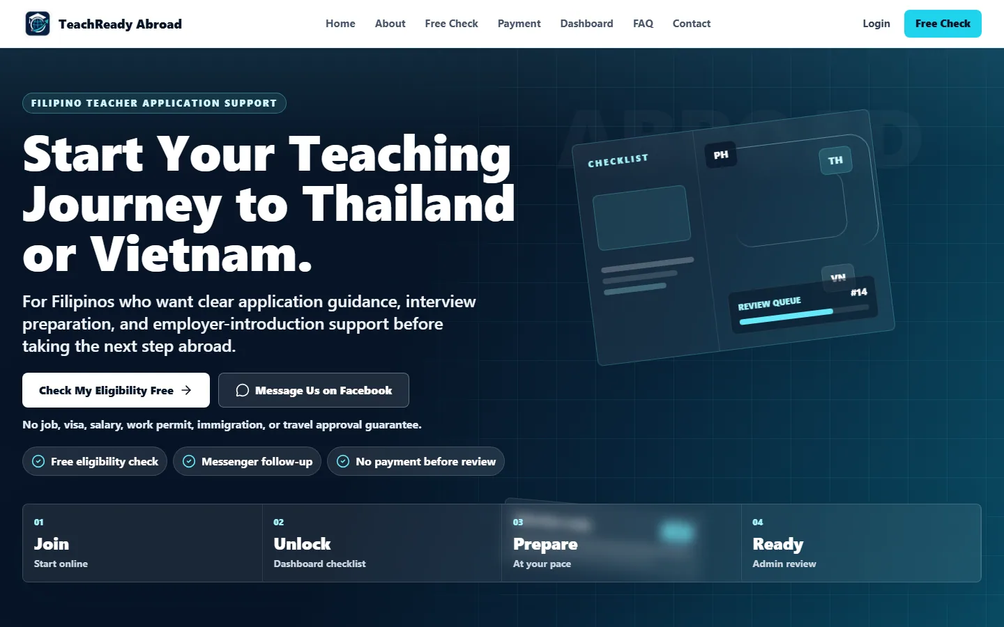 Homepage preview of TeachReady Abroad